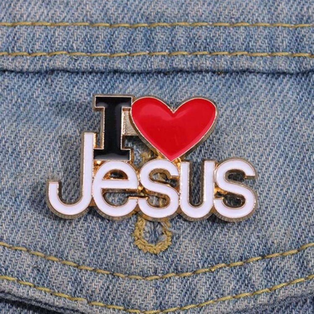 3for$20  1PC I Love Jesus Enamel Pins Heart Christian Love Faith brooch